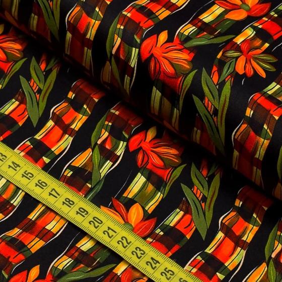 Imagem de Tecido Estampado para Patchwork - Splendor : Faixas com Flores (0,50x1,50)