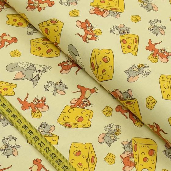 Imagem de Tecido Estampado para Patchwork - Warner Bros : Tom, Jerry e Tuffy (0,50x1,40)