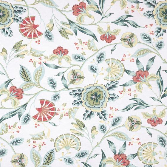Imagem de Tecido Impermeabilizado Para Sofá e Estofado Astúrias 146 Estampado Flor Folhas Verde Creme Largura 1,40m