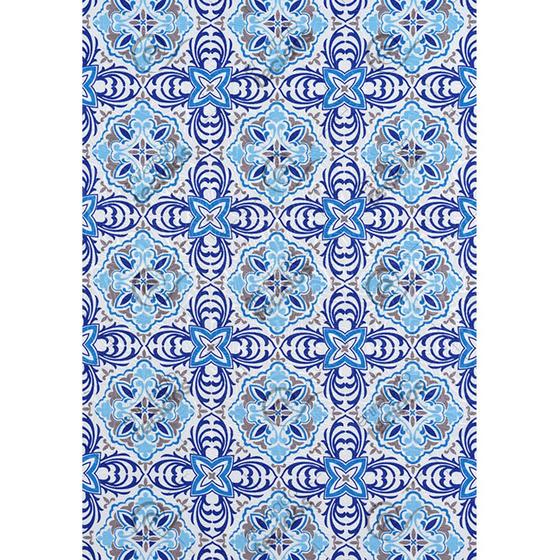Tecido Jacquard Estampado Azulejo Português Azul - 1,40m de Largura Menor preço em Tecido Jacquard Estampado Azulejo Português Azul - 1,40m de Largura