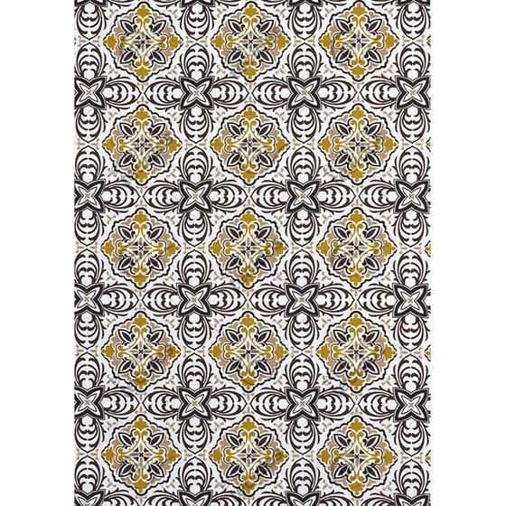 Tecido Jacquard Estampado Azulejo Português Dourado - 1,40m de Largura Menor preço em Tecido Jacquard Estampado Azulejo Português Dourado - 1,40m de Largura