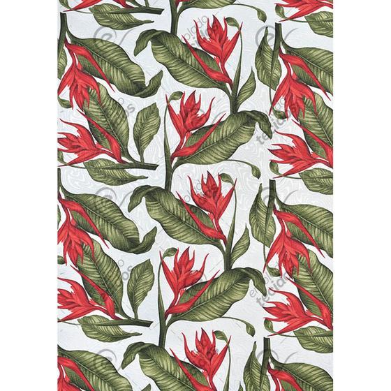 Tecido Jacquard Estampado Floral Verde e Vermelho - 1,40m de Largura Menor preço em Tecido Jacquard Estampado Floral Verde e Vermelho - 1,40m de Largura