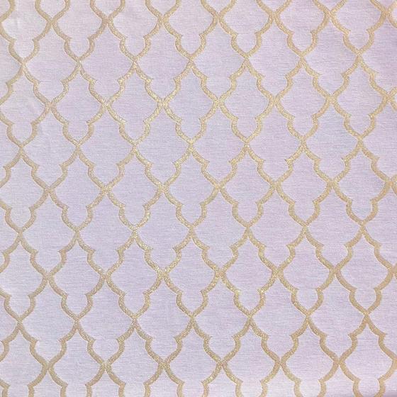 Imagem de Tecido Jacquard Luxo Branco com Dourado Geométrico - Largura 2.80m