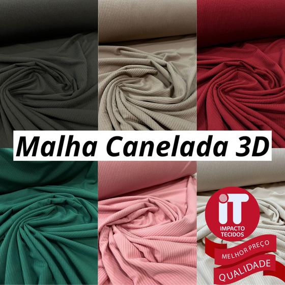 Imagem de Tecido Malha Canelada 3D PREMIUM com Elastano (1m x 1,5m)