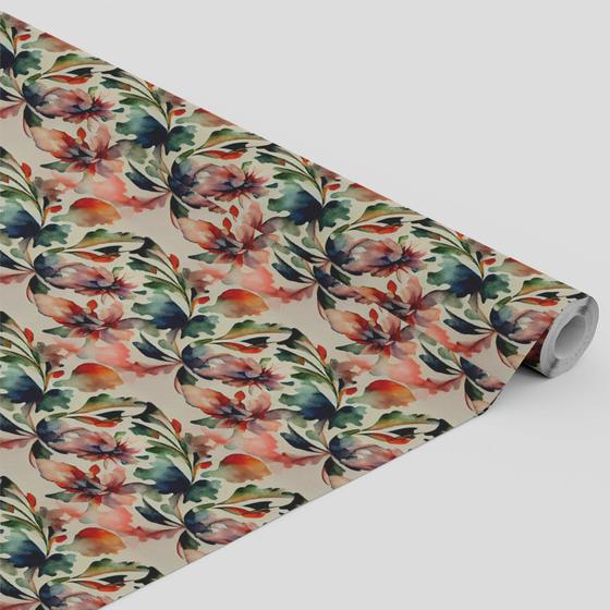 Imagem de Tecido Oxford Estampado Aquarela floral fundo bege - 1,40m