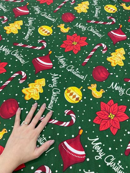 Imagem de Tecido Oxford Estampas Natalinas Toalha de Mesa Decoração de Natal 100% Poliéster 50cm x 150cm