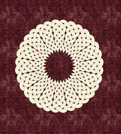 Imagem de Tecido Painel para Quiltar Mandala Celta Vinho  (70x70cm) Menção Honrosa Floripa Quilt 2022 (Tricoline Estampa Digital)