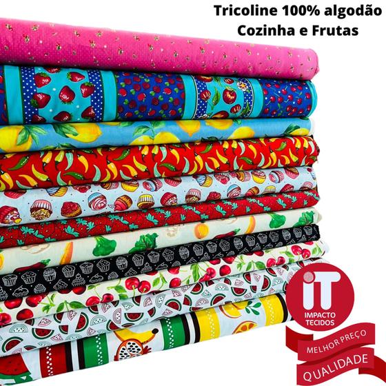 Imagem de Tecido Tricoline Estampado 100 Algodão (50cm X 1,5m) - Estampas de cozinha