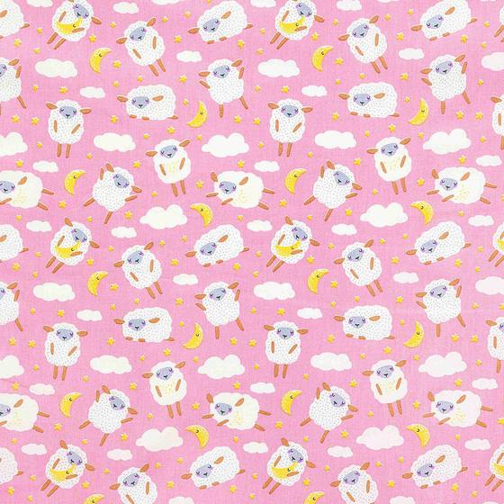 Imagem de Tecido tricoline estampado dohler 100% algodão ovelha rosa
