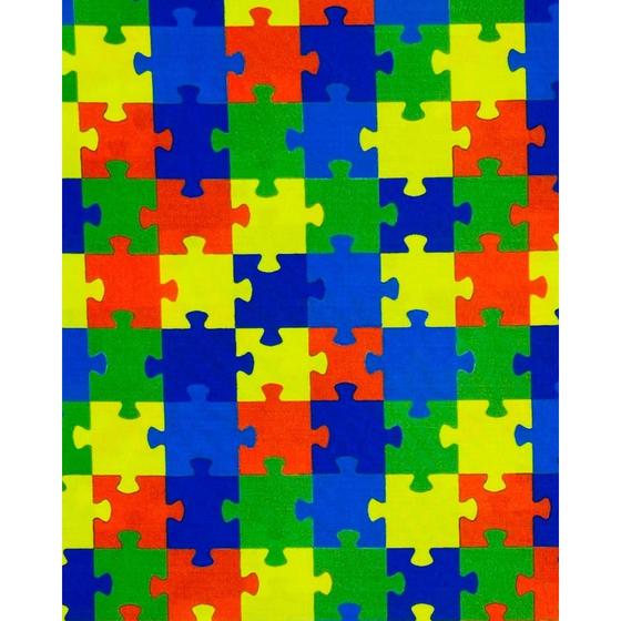 Imagem de Tecido Tricoline Estampado Quebra-Cabeça do Autismo - 1,50m de Largura