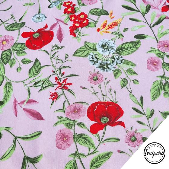 Imagem de Tecido Tricoline Estampado Tulipas - Rosa - 50x150cm