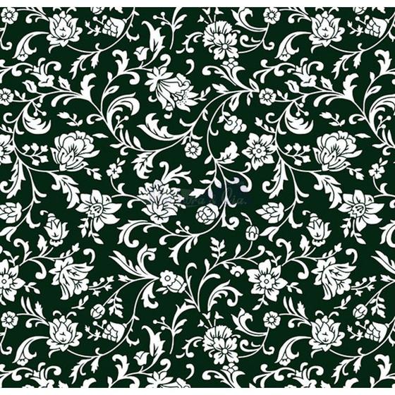 Imagem de Tecido Tricoline Floral Isis (Preto/Branco), 100% Algodão, Unid. 50cm x 1,50mt