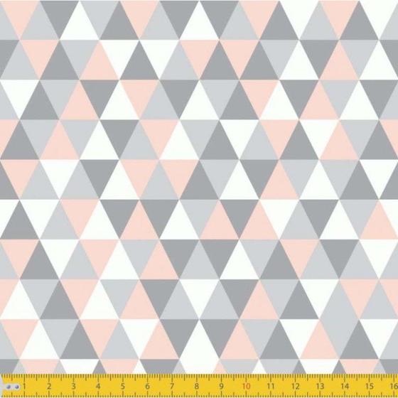 Imagem de Tecido Tricoline Triângulos rosa 50cm x 1,50mt 100% Algodão