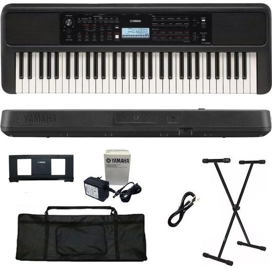 Imagem de Teclado Arranjador Yamaha PSR-E383 61 teclas + Suporte + Capa + Cabo P10