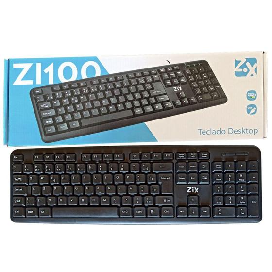 Imagem de Teclado Basico Desktop Preto Abnt2 ZI100 Zix Usb - EVOLUT