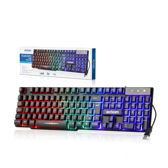 Teclado battle gamer semi mecanico iluminado led bk-151c - EXBOM Menor preço em Teclado battle gamer semi mecanico iluminado led bk-151c - EXBOM