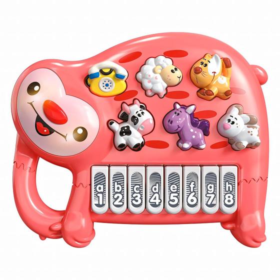 Imagem de Teclado Bicho Preguiça Musical Educativo Sons De Animais Com Luzes E Atividades Dm Toys