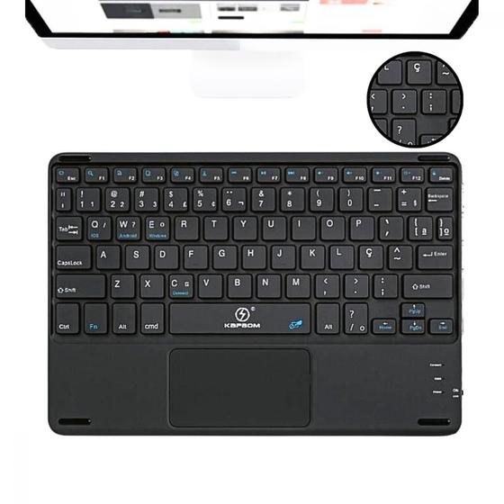 Imagem de Teclado Bluetooth com Touchpad Kapbom: 78 Teclas, Ultra Slim, Alcance 10m, para Tablet, Celular e PC