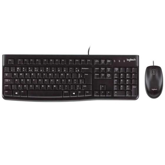 Imagem de Teclado c/mouse com fio preto mk120 logitech