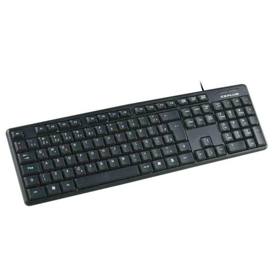 Imagem de Teclado C3Tech C3Plus Padrão Usb Abnt2 Kb-15Bk Preto