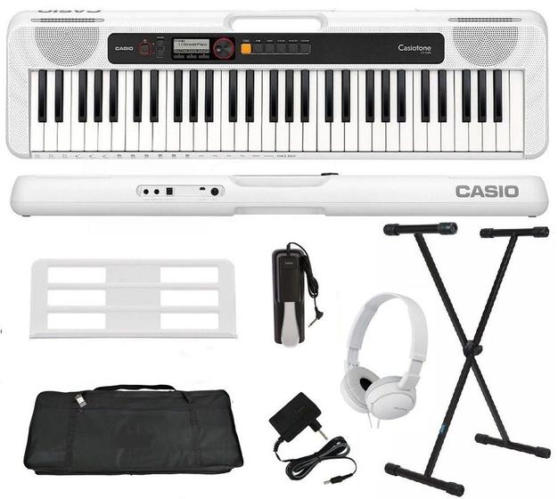 Imagem de Teclado Casio Casiotone CT-S200 61 Teclas Branco + Suporte + Capa + Pedal + Fone