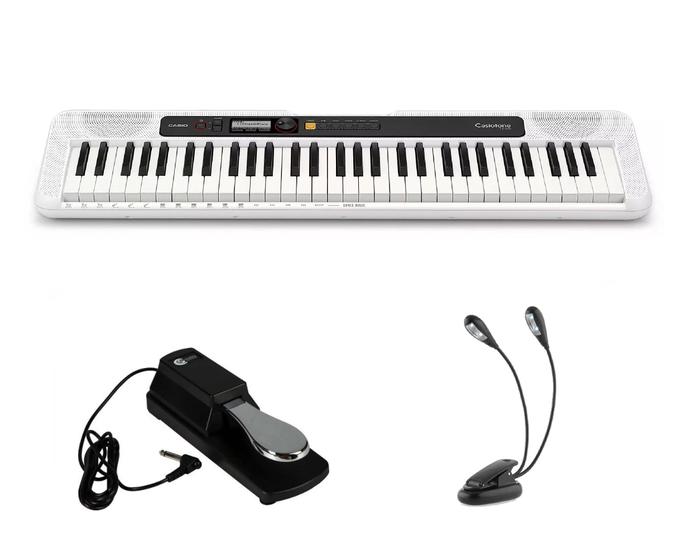 Imagem de Teclado Casio Casiotone CT-S200 WH com Luminária e Pedal Kit