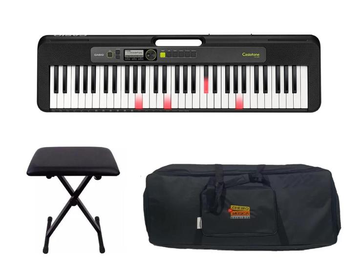 Imagem de Teclado Casio Casiotone LK-S250 com Banqueta e Capa Kit