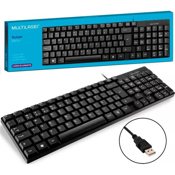 Imagem de Teclado com Fio Compacto USB Resistente à Água ABNT2 Multi TC193 Preto