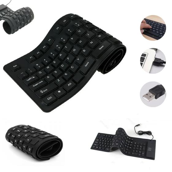 Imagem de Teclado Com Fio Flexível De Borracha Usb Notebook Pc