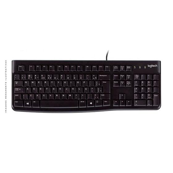 Imagem de Teclado Com Fio Logitech K120, USB, Resistente à Respingos, ABNT2, Preto - 920-004423
