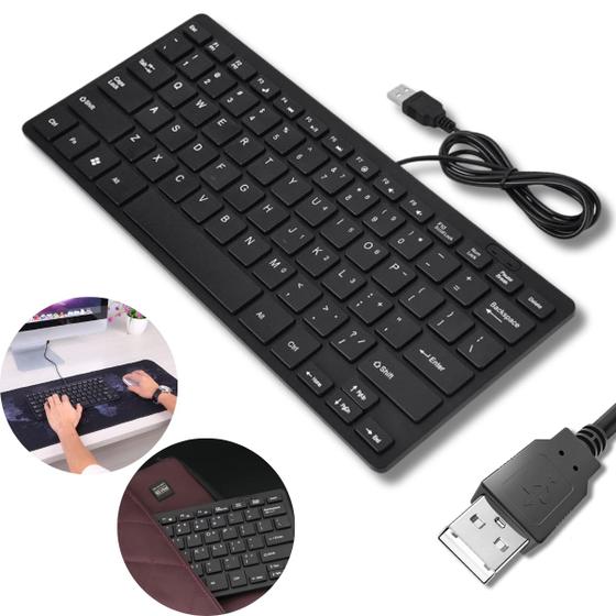 Imagem de Teclado Com Fio Mini Compacto Usb Notebook e Pc Cor Preto