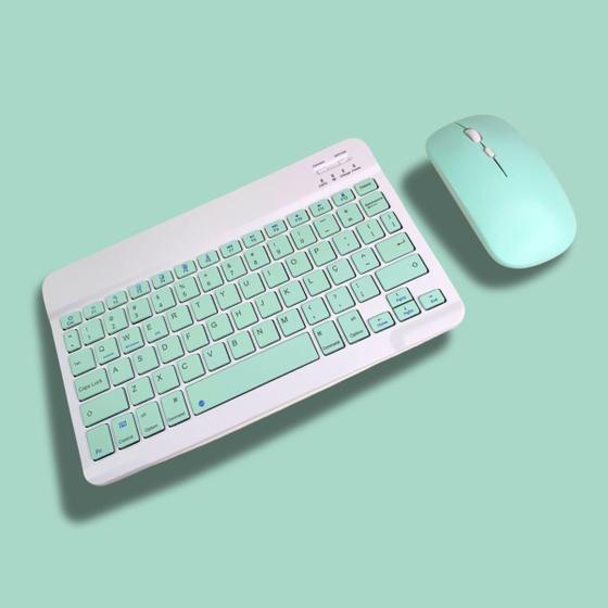 Imagem de Teclado Com Mouse Bluetooth Sem Fio Colorido Wireless Portátil