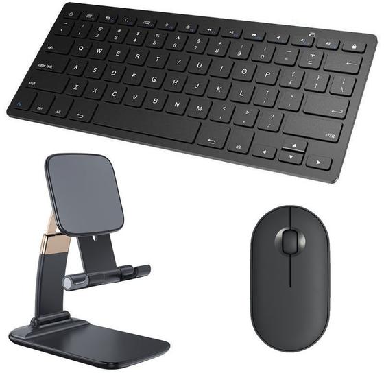 Teclado e Mouse Bluetooth, Suporte para Galaxy Tab S6 Lite P615 Preto Menor preço em Teclado e Mouse Bluetooth, Suporte para Galaxy Tab S6 Lite P615 Preto