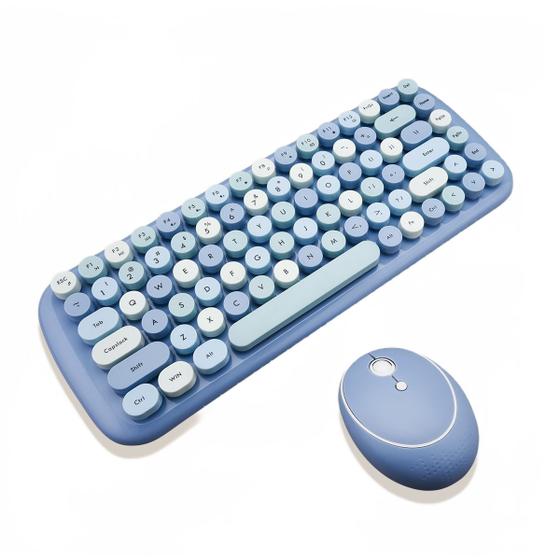 Imagem de Teclado e Mouse com Fio - Kit de Acessórios para Computador (Azul)