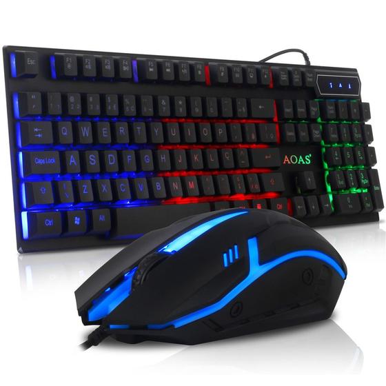 Teclado e Mouse Gamer Com Fio Iluminação RGB Semi Mecânico Usb M300 Menor preço em Teclado e Mouse Gamer Com Fio Iluminação RGB Semi Mecânico Usb M300