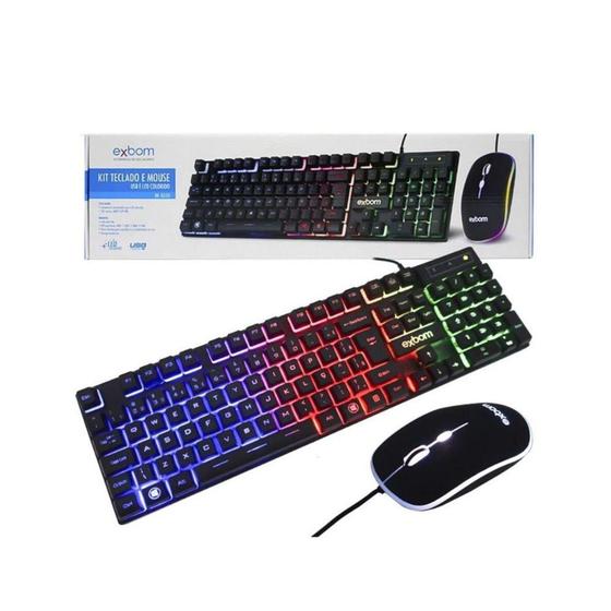 Imagem de Teclado e Mouse Gamer USB Com LED Colorido BK-G550 - Exbom