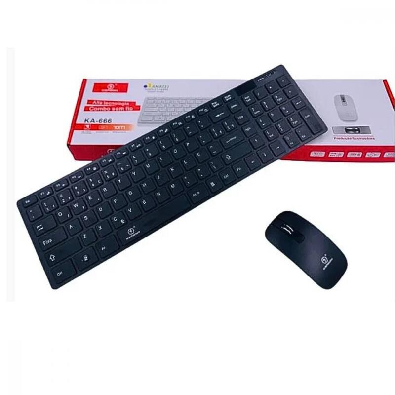 Teclado e Mouse Kapbom Sem Fio ABNT2: Design Slim, Bateria Recarregável ...