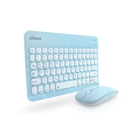 Imagem de Teclado e mouse kit bluetooth sem fio ultra fino hk8880 azul xtrad