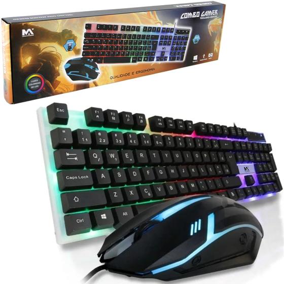 Imagem de Teclado e mouse para computador gamer com fio usb + luz maxmidia 107 teclas na caixa