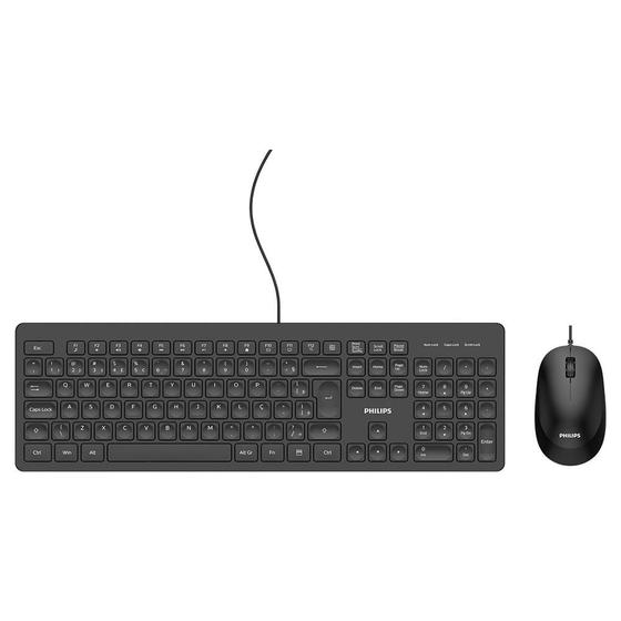 Imagem de Teclado e Mouse Philips, USB, ABNT2, Perfil Baixo, Preto - SPT6208B/FG