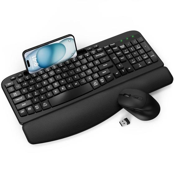 Imagem de Teclado e Mouse Sem Fio EAYBLLY Wave Keys - Kit Combo