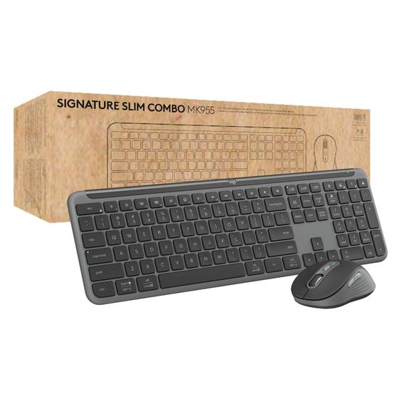 Imagem de Teclado e Mouse Sem Fio Logitech Signature Slim MK955 - Combinação Compacta