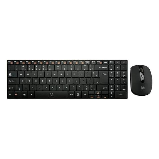 Imagem de Teclado e Mouse Sem Fio Multi Multimídia Slim 2.4Ghz ABNT2 Preto - TC202
