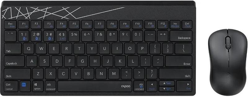 Imagem de Teclado e Mouse Sem Fio Rapoo 8000M Bluetooth e 2.4G (Ingles)