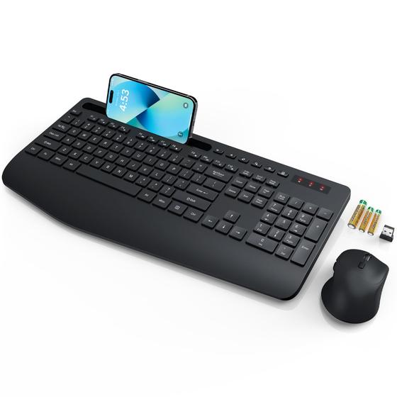 Teclado e Mouse Sem Fio SABLUTE Ergonômico com Apoio para Pulso Imagem de Teclado e Mouse Sem Fio SABLUTE Ergonômico com Apoio para Pulso