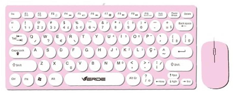 Imagem de Teclado e Mouse sem fio Wireless Silencioso Ergonomico - Rosa