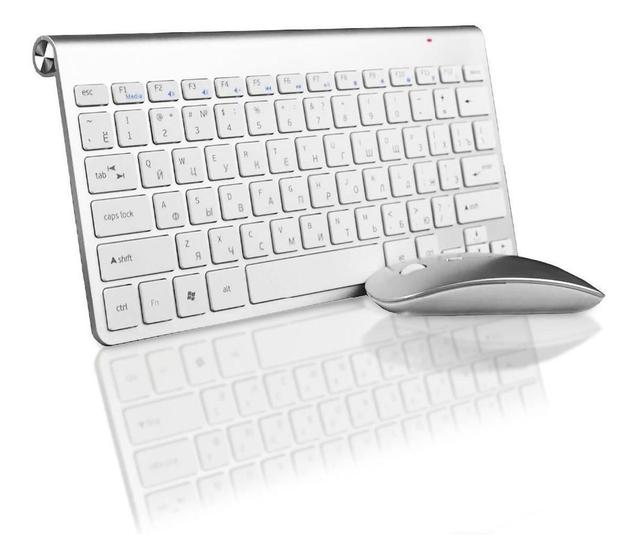 Imagem de Teclado E Mouse Wireless Sem Fio Ultra Slim Pc - Branco