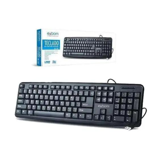 Imagem de Teclado Exbom Padrão Abnt2 Com Fio USB P/ Pc Notebook Bk-102