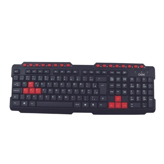 Imagem de Teclado Gamer Action USB ABNT2 OEX Game TC200 Preto Vermelho