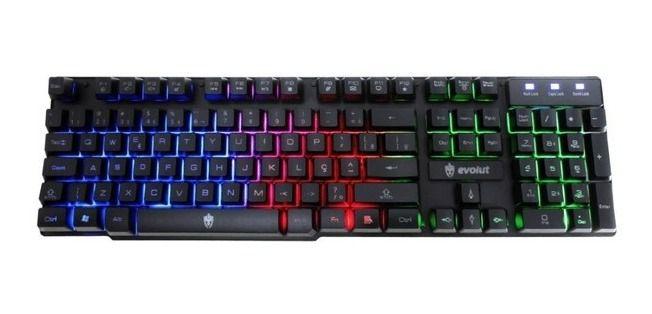 Imagem de Teclado Gamer C/ Led Semi Mecânico Evolut Colorido Hawke Top